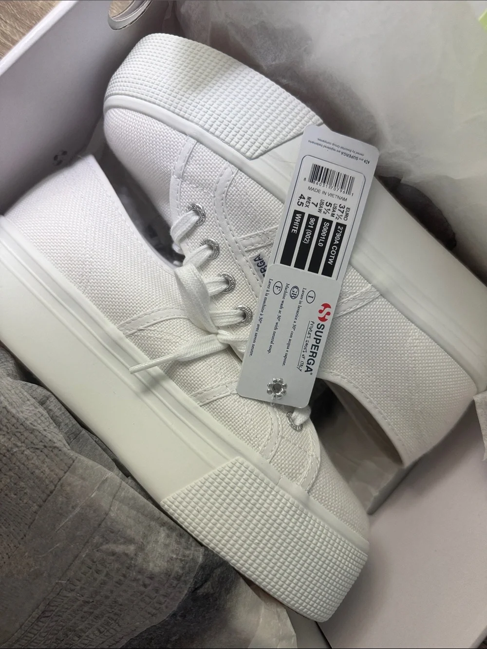 Superga White Women's 2790 Platform Sneakers With Box